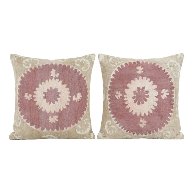 Hand Embroidered Suzani Pillow Cover 24'' X 25'' - Set of Two For Sale