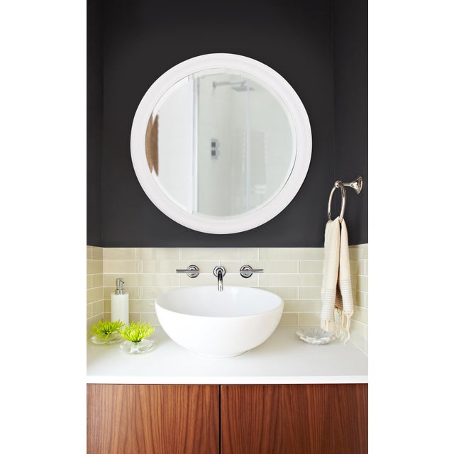 George Matte White Round Mirror For Sale In Chicago - Image 6 of 7