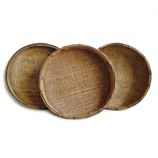 Vintage Jumbo Bamboo Grain Basket For Sale In Los Angeles - Image 6 of 12