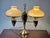 Antique Bradley and Hubbard Brass Double-Arm Student Lamp With Carmel Shades For Sale - Image 11 of 12