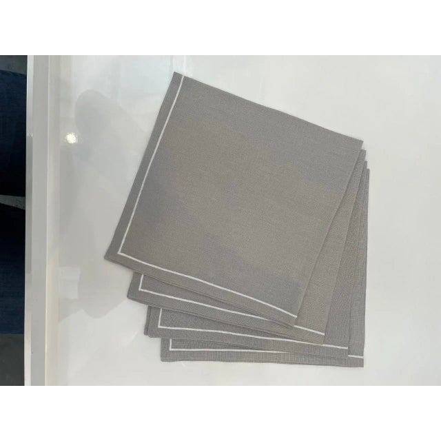 Matouk Casual Couture Satin Stitch Napkins- Set of 4 For Sale In Nashville - Image 6 of 7