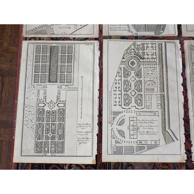 Authentic Antique 18th C. Palatial Garden Plan Imperial Folio Size Copperplate Engravings - Set of 6 For Sale - Image 4 of 9