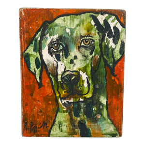 Dog Portrait Original Oil British of a Labrador or Dalmation Signed Pet Portrait