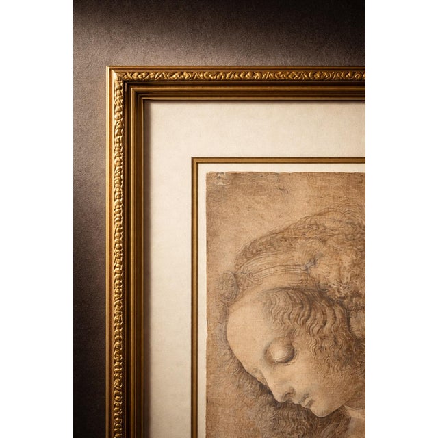 Late 20th Century Late 20th Century Leonardo Da Vinci “Head of a Woman” (La Scapigliata) – Framed Renaissance Study, 32” Gilt Frame For Sale - Image 5 of 5