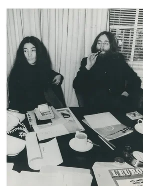 John Lennon and Yoko Ono, 1970s, Black and White Photograph