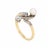 Finely detailed antique Edwardian diamond & pearl ''moi et toi'' ring crafted in 18k yellow gold (circa 1910s). The old...