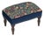 Strawberry Thief Midnight Upholstered Stool With Velvet Sides For Sale
