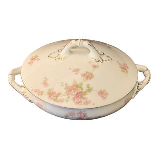 Antique Royal Schwarzburg German Fine China Covered Casserole Serving Dish For Sale