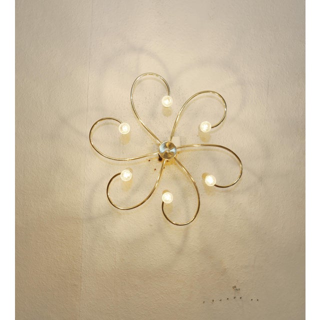 Gold Vintage Brass Ceiling Lamp, 1970s For Sale - Image 8 of 9