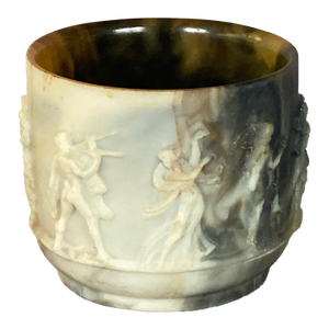 Late 20th Century Slag Glass Urn or Relief-Decorated Vase, Ancient Neo-Classical Bacchanalian Figural Scene
