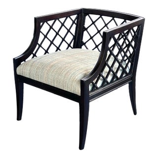 1940s Grosfeld House Brown Lacquered Lattice-Work Lounge Chair For Sale