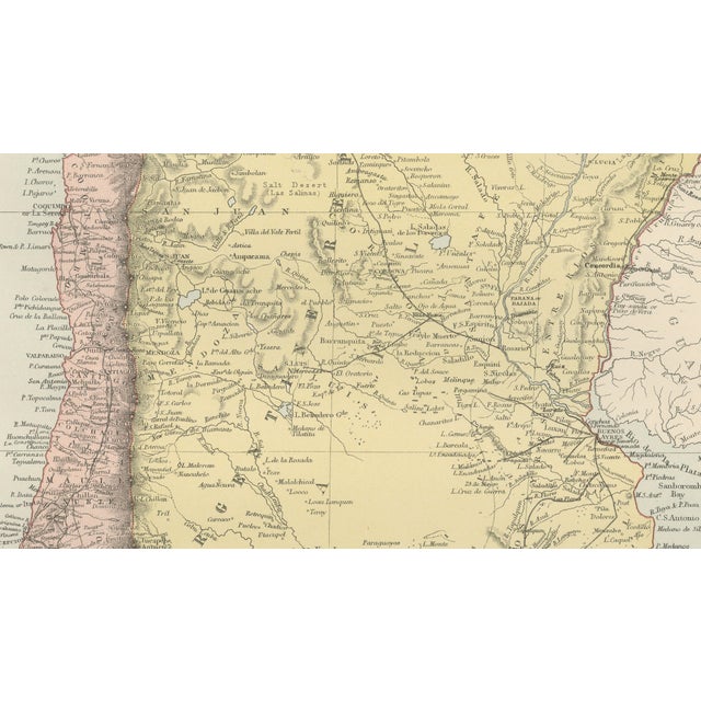 Antique Map of Chile, Argentina and Bolivia from Bartholomew, 1884 For Sale - Image 6 of 9