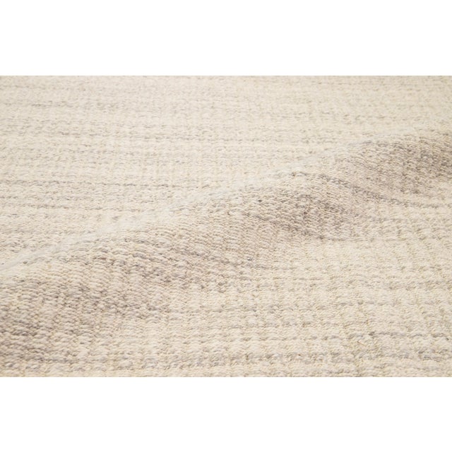 Modern Stripped Handcrafted Natural Tan Dhurrie Wool Rug For Sale - Image 9 of 12