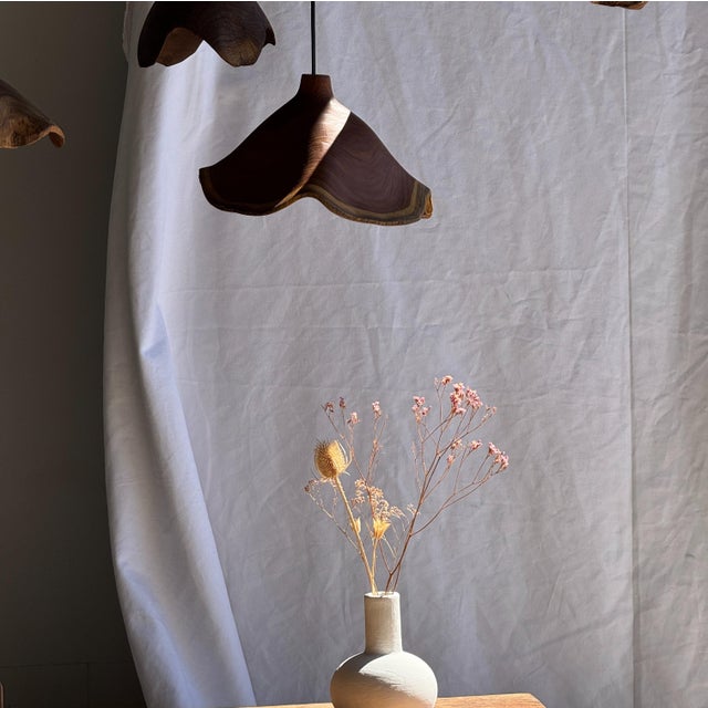 Small Organic Teak Pendant Light with Hat, 1980s For Sale - Image 17 of 18