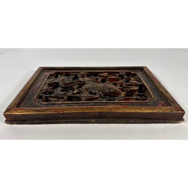 Antique Chinese Gilt Lacquered Qilin Architectural Panel For Sale - Image 12 of 17