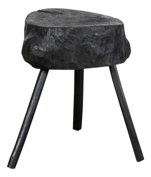 19th Century French Ebonised Vernacular Elm Chopping Block Table