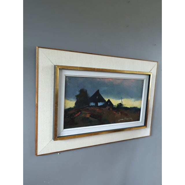 Mid-Century Modern 'Fading Light' Swedish Original Landscape Oil Painting, Framed For Sale - Image 4 of 11