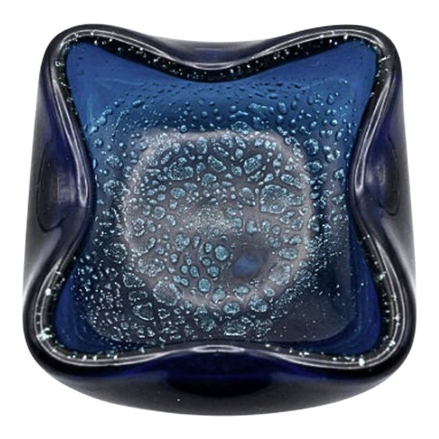 1950s MCM Murano Bullicante Blown Glass Dish For Sale