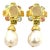 Bochic "Orient" Vintage Lemon Quartz, Rodorite & Pearl Earrings Set 18K Gold & S For Sale