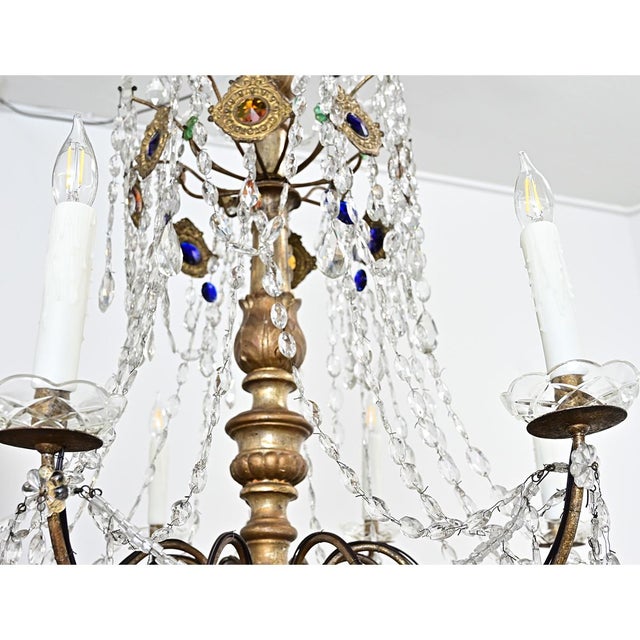 Italian 18th Century Massive Giltwood and Crystal Chandelier For Sale - Image 15 of 18