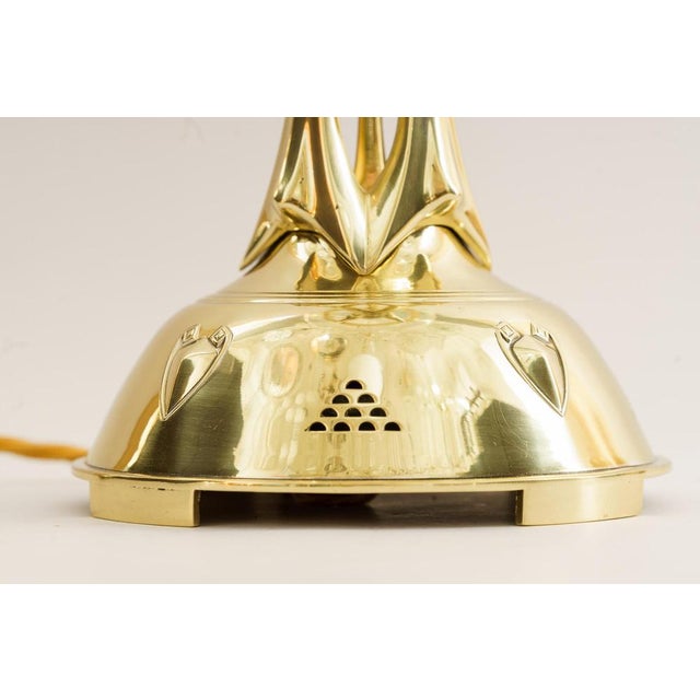 Metal Jugendstil Table Lamp with Original Opaline Glass Shade, 1910 For Sale - Image 7 of 18