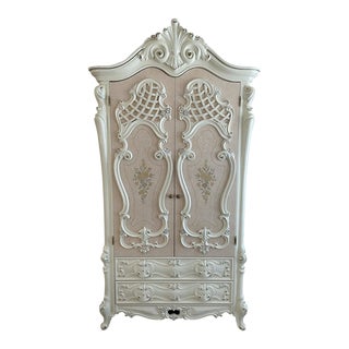 1980s White Painted Armoire For Sale
