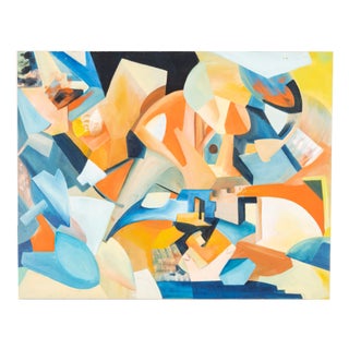 Cubist Painting, 1960s, Acrylic on Hardboard, Framed For Sale