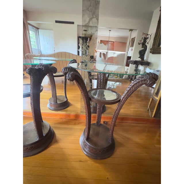 Antique Art Nouveau Grosfeld House Plume Base Side Table Set For Sale - Image 10 of 11