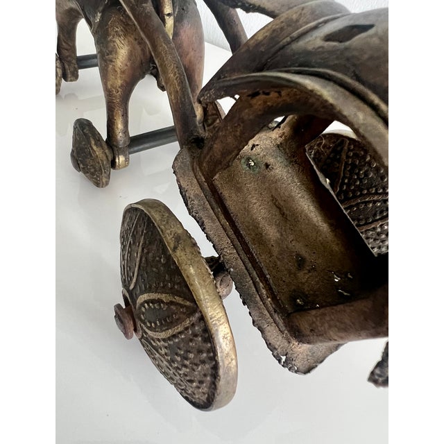 Antique Cast Metal Temple Toy , Early 20th Century Horse & Carriage Sculpture For Sale - Image 14 of 17