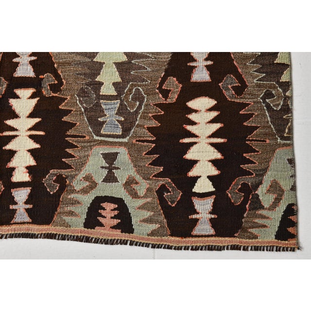 Brown Vintage Turkish Kilim Rug For Sale - Image 8 of 14