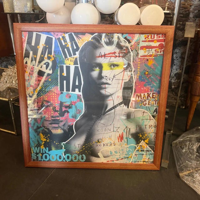 2020s Kate Moss, a Street Art Mixed Media on Paper, Embellished by Hand by Airoh For Sale - Image 5 of 11