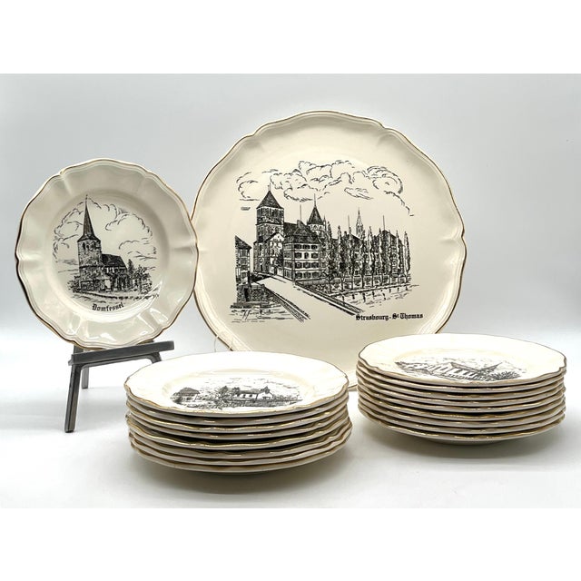 Strasbourg & Surroundings Decorative Plates from Sarreguemines, France, 1950s, Set of 19 For Sale - Image 18 of 18
