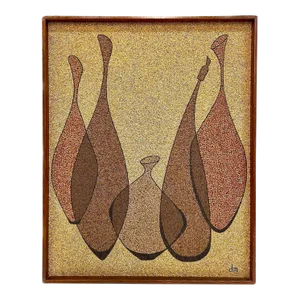 Vintage Mid-Century Modern Abstract Vase Seed Art