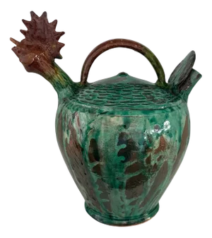 Rooster-Shaped Jug in Enameled Majolica Ceramic, 1960s