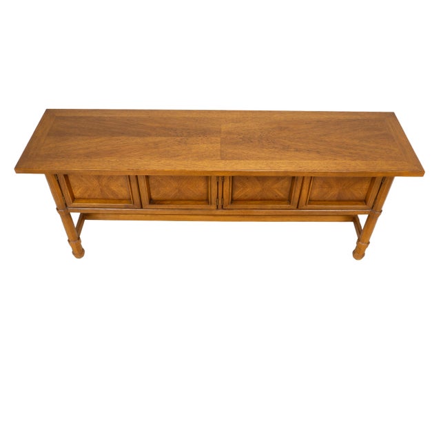 Brown 1970s Drexel Compatibles Low Walnut Credenza Sideboard Buffet Cabinet Mid Century Modern For Sale - Image 8 of 17