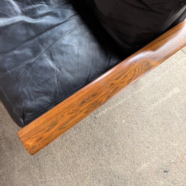 Knud Saeter for Vatne Leather and Rosewood Three Seat Sofa For Sale - Image 9 of 12