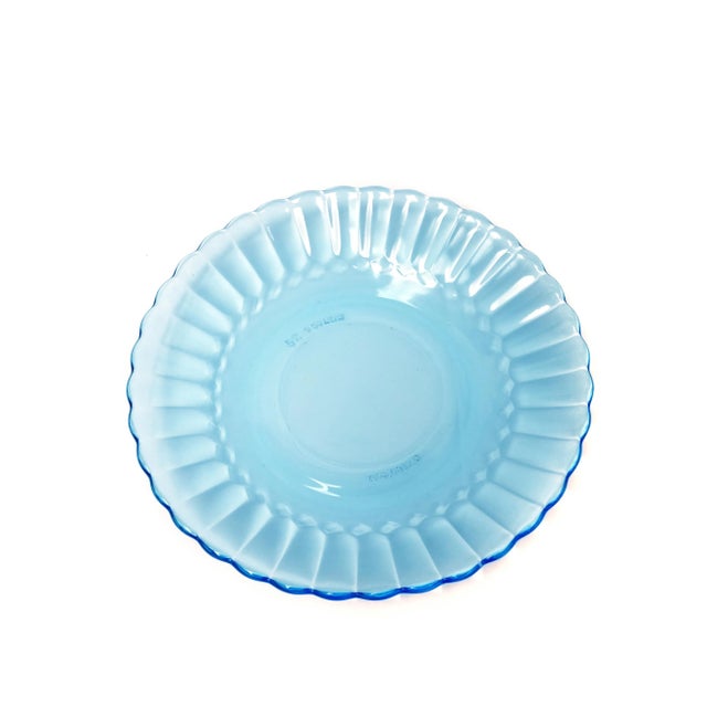 Vintage Forte Crisa Cup & Saucer Light Blue Glass Tea Serving Set of 8 For Sale - Image 6 of 7