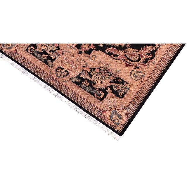 Shabby Chic Shabby Chic 1990's Pak-Persian Black/Tan Wool Rug - 4'6'' X 7'2'' For Sale - Image 3 of 9