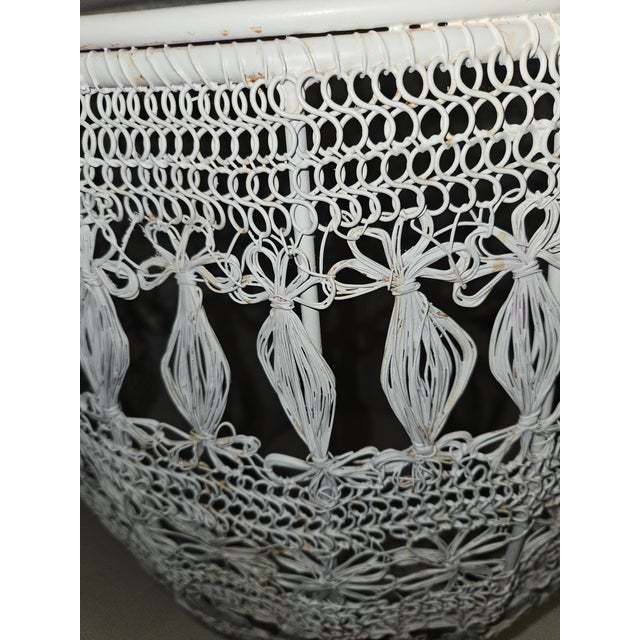 Indian 1970s Painted Wire "Macrame" Garden Stool or Drinks Table With Inset Glass Top For Sale - Image 3 of 5