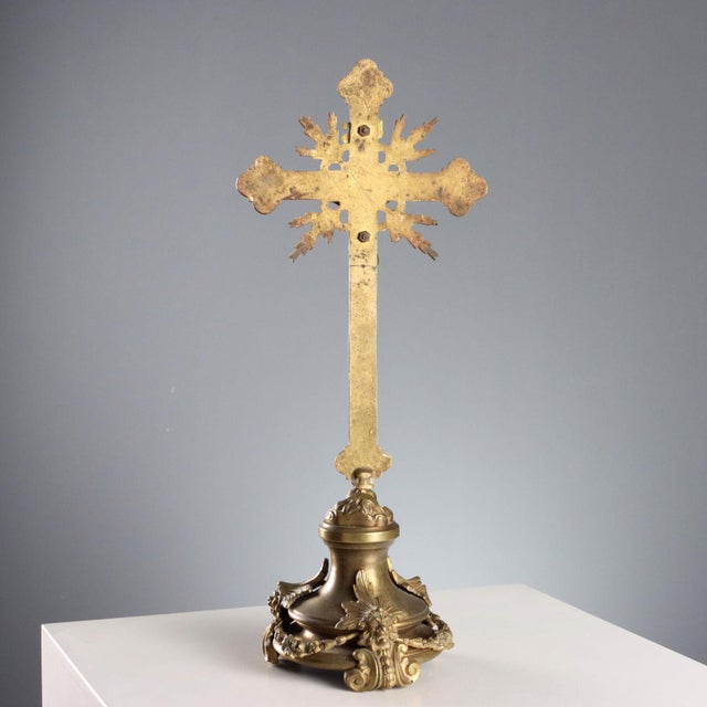 Gilded Bronze Crucifix with Masks and Garlands For Sale - Image 10 of 11