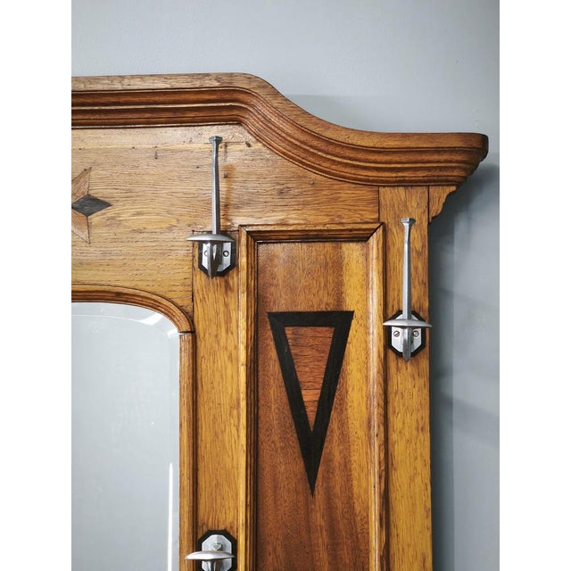 Gold 19th Century Gründerzeit Oak Hall Tree with Mirror, 1890 For Sale - Image 8 of 18
