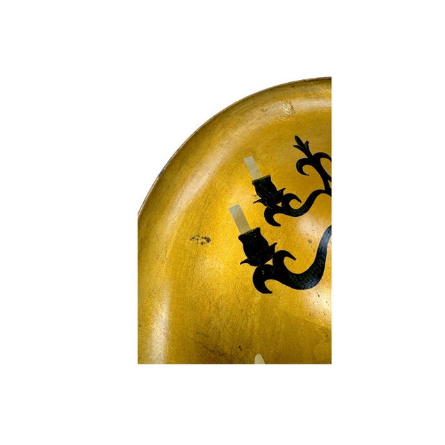 Metal Georges Briard 1950s Mid-Century Modern Round Metal Tray With Candelabra Design For Sale - Image 7 of 8