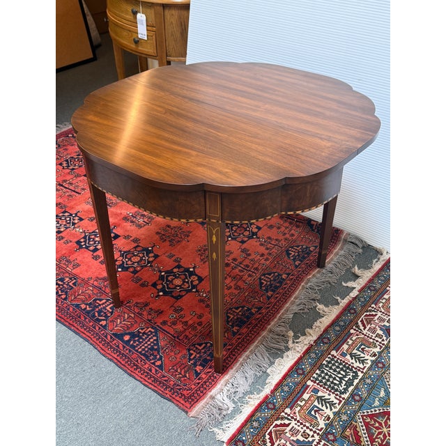 Henkel Harris Federal Inlaid Cherry Wood Flip Top Console Table For Sale - Image 11 of 12