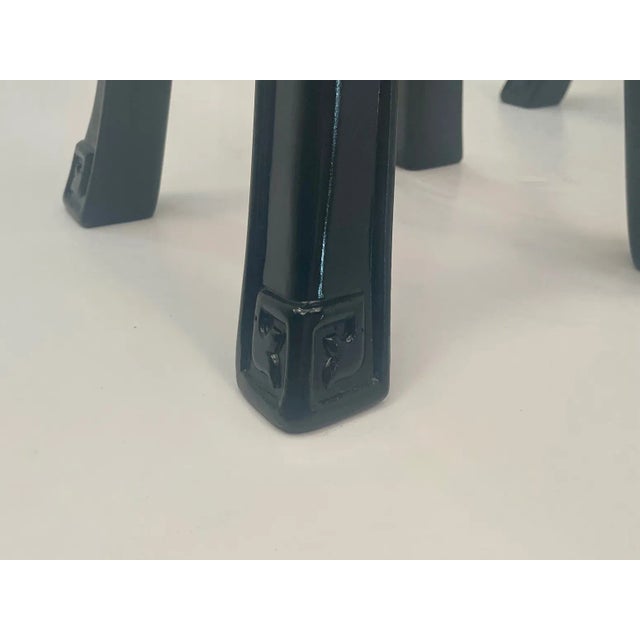 Wood Carved Ebonized Maison Jansen Style Side Tables -A Pair For Sale - Image 7 of 13