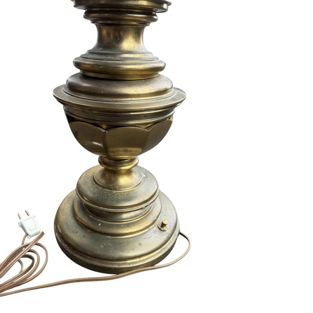 Brass Vintage Heavy Solid Brass Table Lamp | Neoclassical Hollywood Regency Decor For Sale - Image 8 of 13