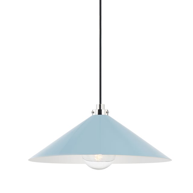 Traditional Hudson Valley Lighting Mark D. Sikes Clivedon 1-Light Pendant, 20" - Polished Nickel/Blue Bird For Sale - Image 3 of 3