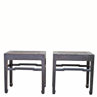 Pair of 19th Century Black Lacquered Side Tables For Sale