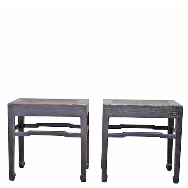 Pair of 19th Century Black Lacquered Side Tables For Sale