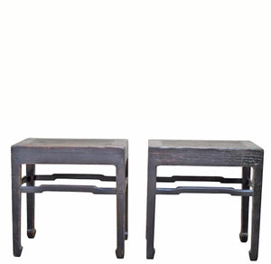 Pair of 19th Century Black Lacquered Side Tables