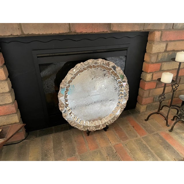 1920s Large English Silverplated Serving Tray Platter For Sale - Image 12 of 13